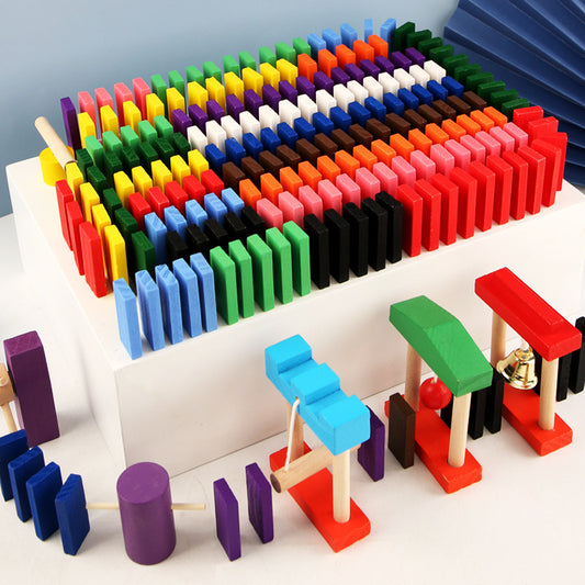 Rainbow Domino Game Educational Wooden Blocks For Children