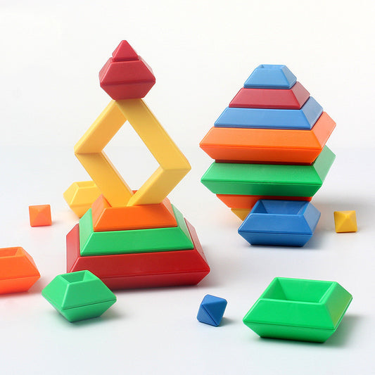 Wooden Rainbow Ring Building Blocks For Kids