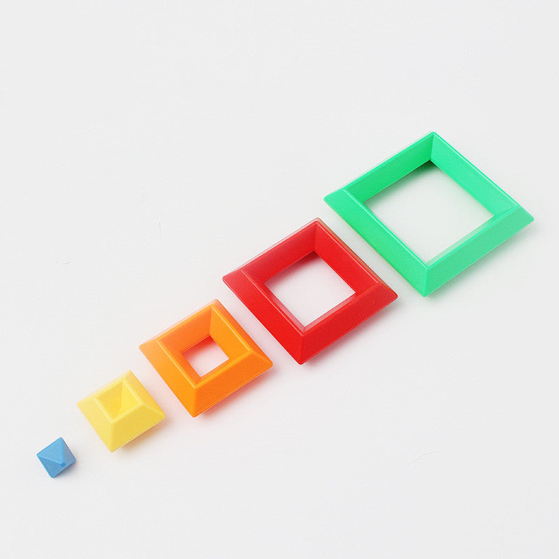 Wooden Rainbow Ring Building Blocks For Kids
