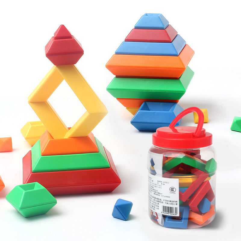 Wooden Rainbow Ring Building Blocks For Kids