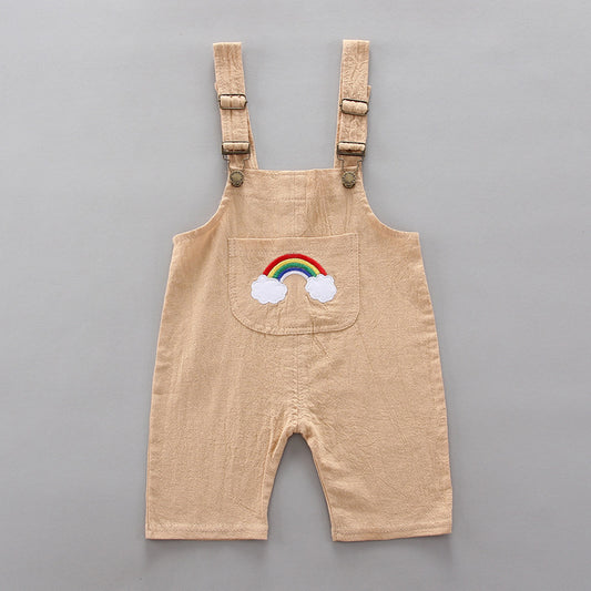 Bright And Cheerful Rainbow Bib Pants For Baby Girls