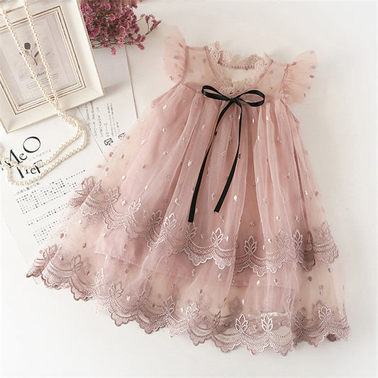 Comfortable Casual Kids Dress With Elegant Lace Design