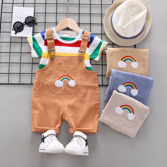 Bright And Cheerful Rainbow Bib Pants For Baby Girls