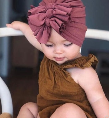 Stylish Baby Hat With Pleated Bowknot For Baby Girls