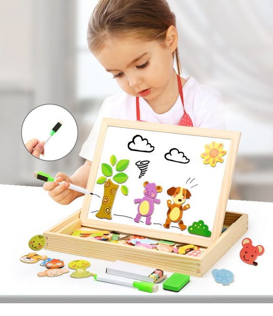 Magnetic Wooden Puzzle Toy For Early Learning