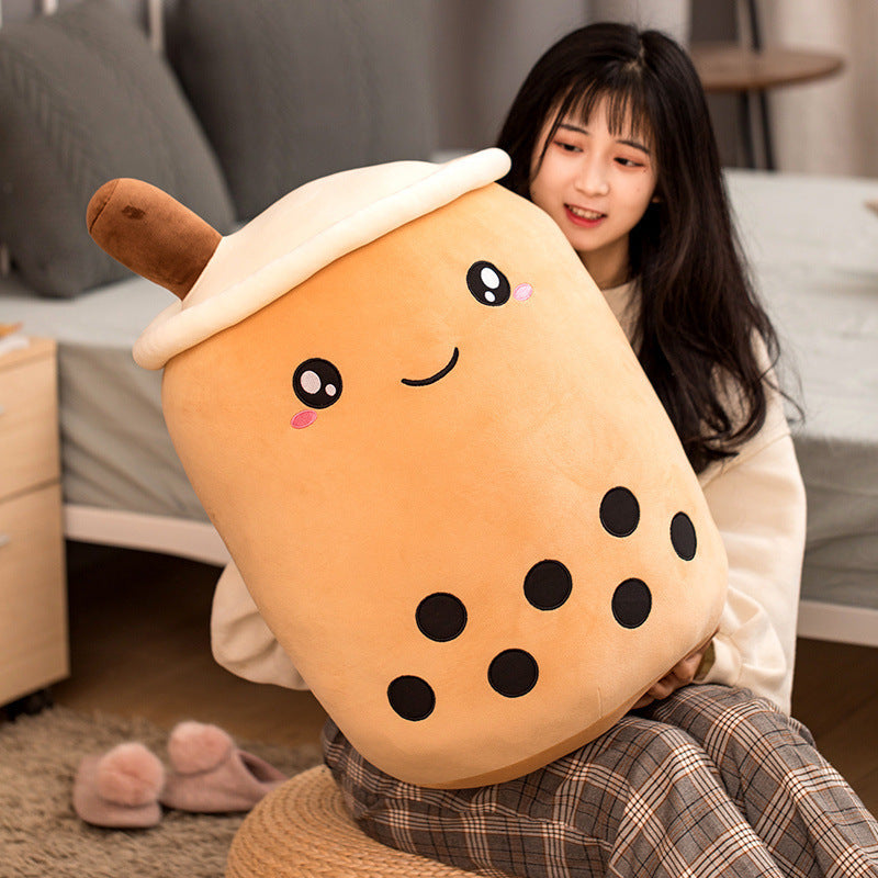 Strawberry Bubble Tea Plush Pillow For Kids’ Comfort