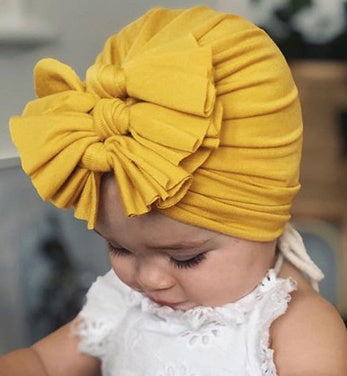 Stylish Baby Hat With Pleated Bowknot For Baby Girls