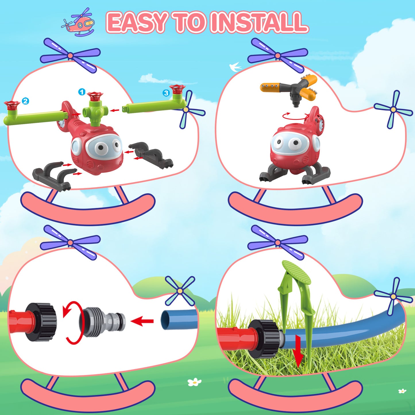 Toddler-Friendly 4-in-1 Water Sprinkler Outdoor Toy