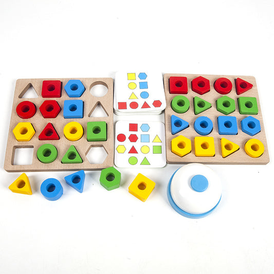 Montessori Inspired Geometric Pairing Blocks Game