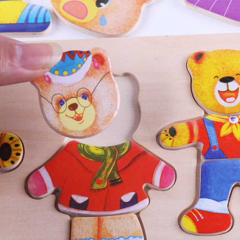 Montessori Bear Puzzle Blocks Toy – Educational Baby Toy