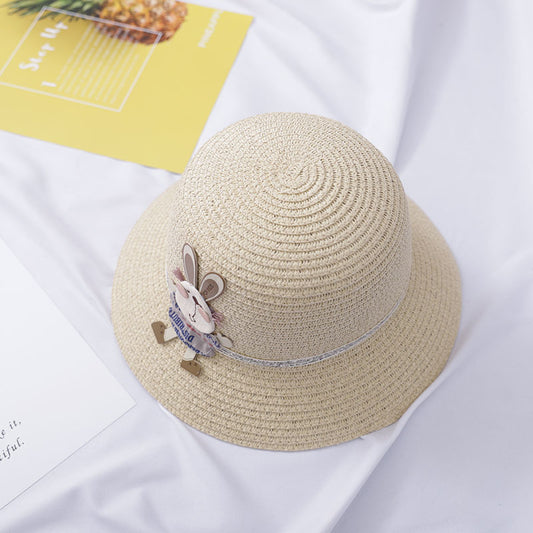 Kids Cute Rabbit Straw Hat And Bag Set