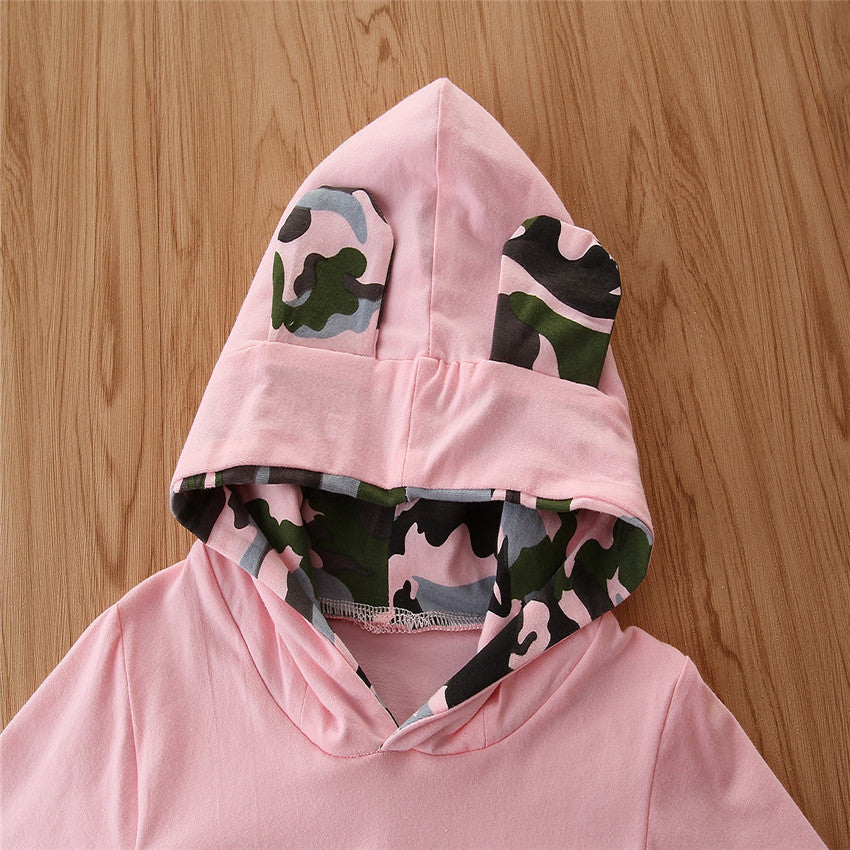 Playful Camouflage Pattern Two-Piece Suit For Girls