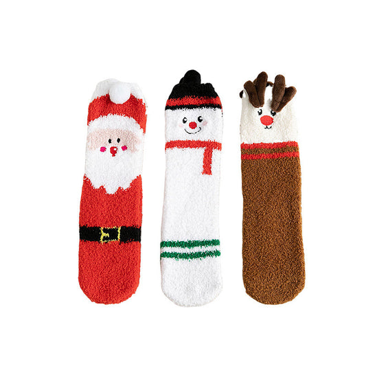Kids’ Christmas Socks With Fun Elk And Snowman Designs