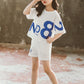 Playful Short-Sleeve Two-Piece Suit For Girls