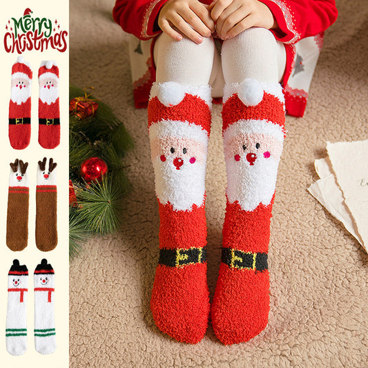 Kids’ Christmas Socks With Fun Elk And Snowman Designs