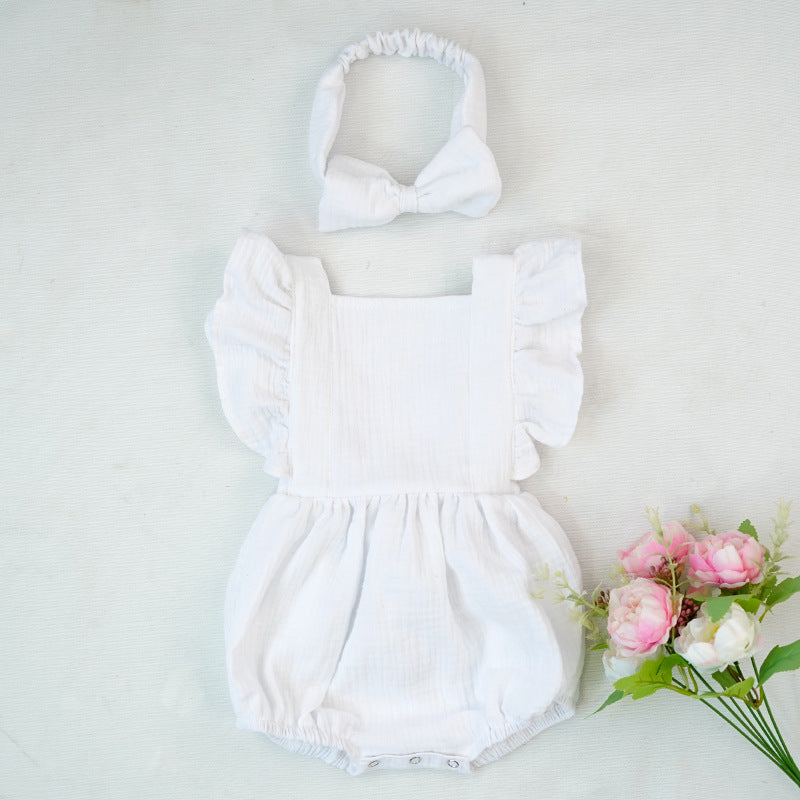 Soft And Stylish Ruffled Romper With Short Sleeves