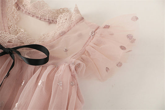 Comfortable Casual Kids Dress With Elegant Lace Design