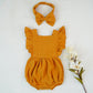 Soft And Stylish Ruffled Romper With Short Sleeves