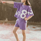 Playful Short-Sleeve Two-Piece Suit For Girls