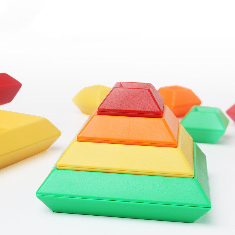 Wooden Rainbow Ring Building Blocks For Kids