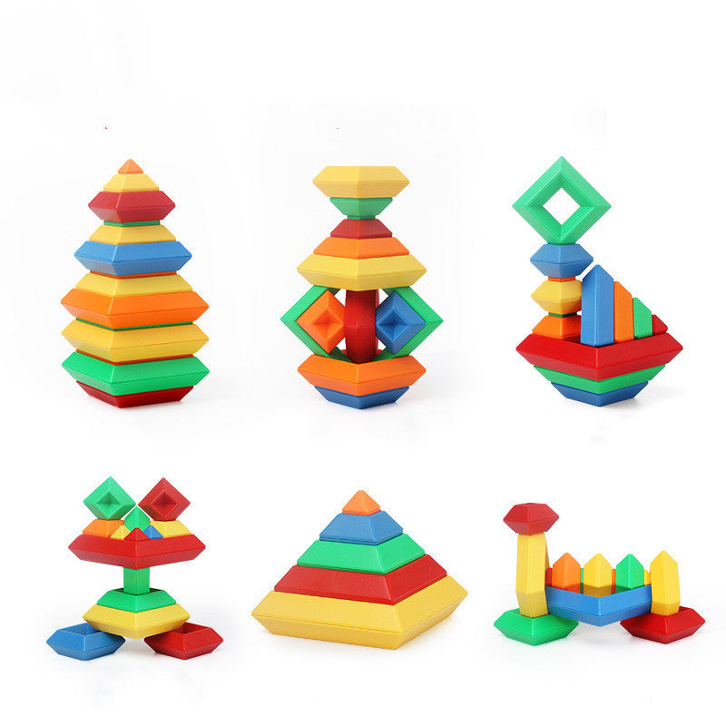 Wooden Rainbow Ring Building Blocks For Kids