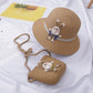 Kids Cute Rabbit Straw Hat And Bag Set
