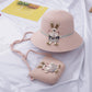 Kids Cute Rabbit Straw Hat And Bag Set