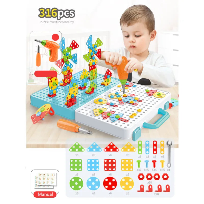Creative Kids Puzzle Toolbox with Electric Drill Toy
