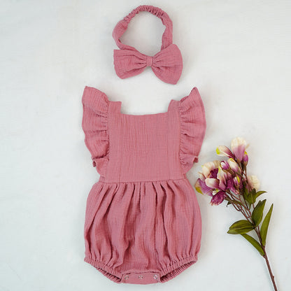 Soft And Stylish Ruffled Romper With Short Sleeves