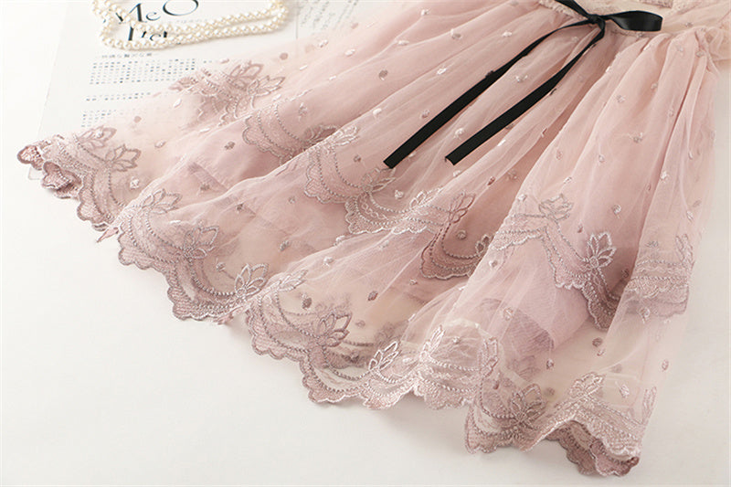 Comfortable Casual Kids Dress With Elegant Lace Design