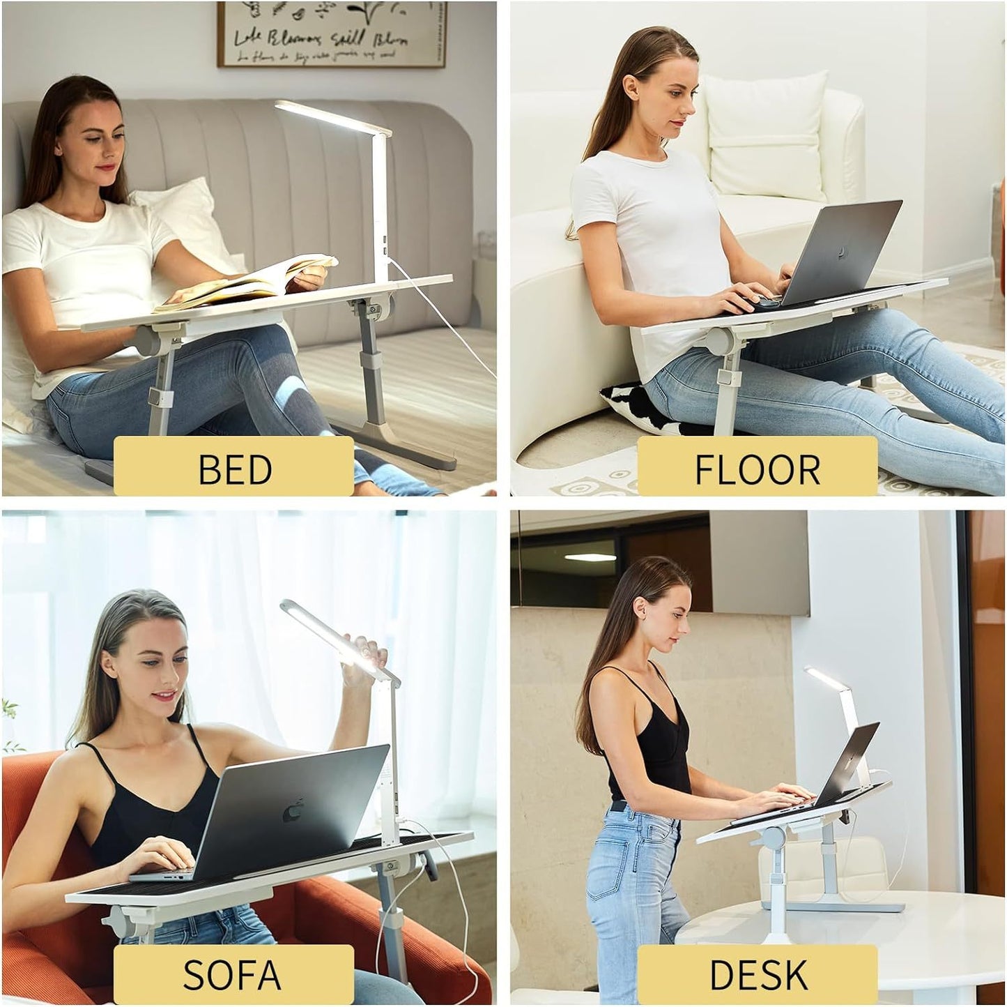 Versatile Lap Desk: Portable, Adjustable with LED Light and Drawer