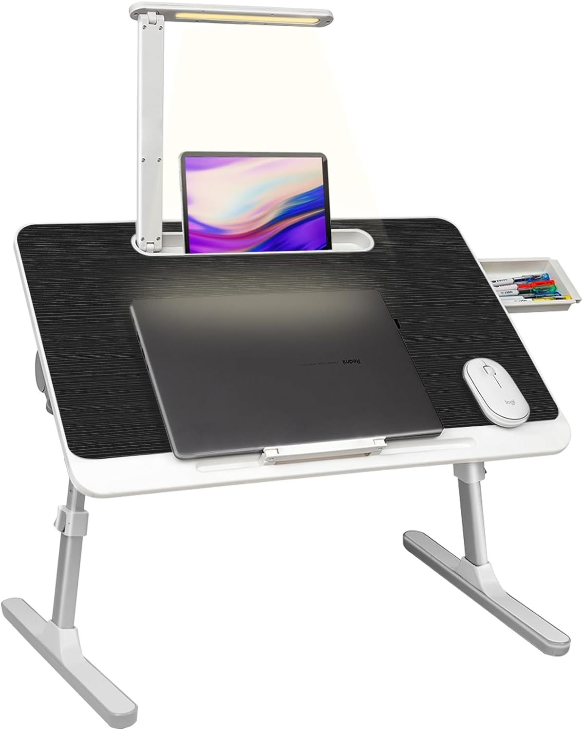 Versatile Lap Desk: Portable, Adjustable with LED Light and Drawer