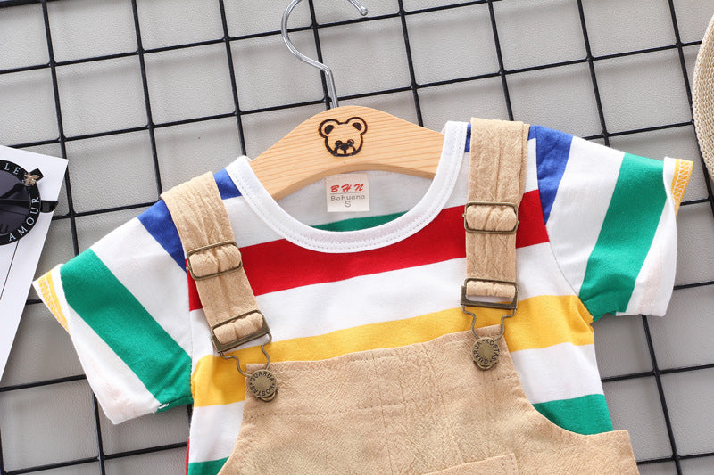 Bright And Cheerful Rainbow Bib Pants For Baby Girls
