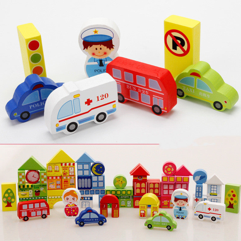 Creative Traffic Building Blocks Toy For Children