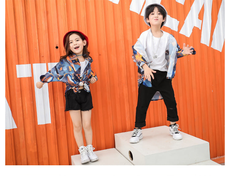 Lightweight Comfortable Kids' Floral Shirt For Dance