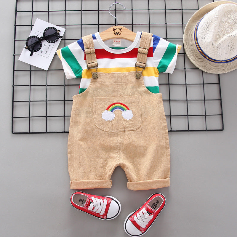 Bright And Cheerful Rainbow Bib Pants For Baby Girls