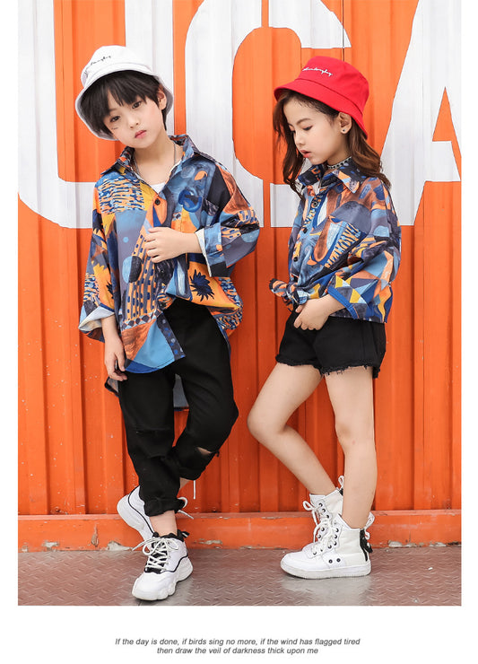 Lightweight Comfortable Kids' Floral Shirt For Dance
