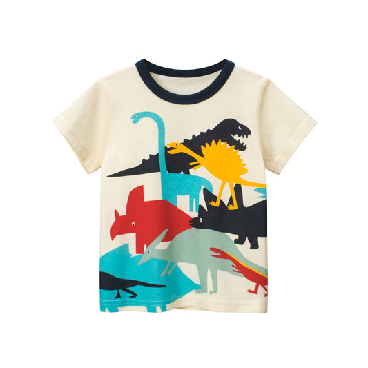 Easy-To-Wear Dinosaur Cartoon Tee For Kids