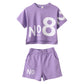 Playful Short-Sleeve Two-Piece Suit For Girls