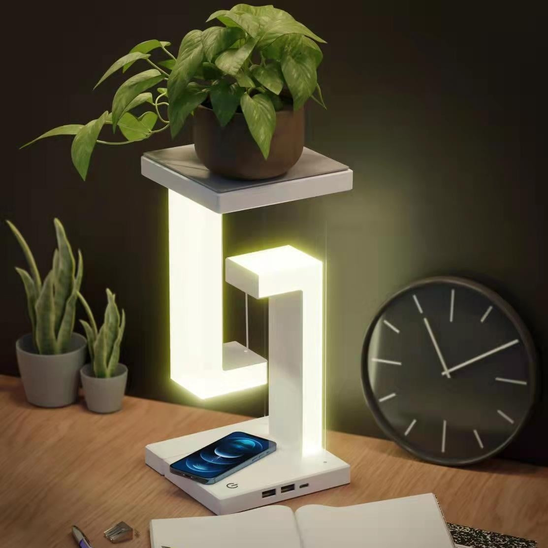 Lumina Charge: Creative Floating Wireless Phone Charging Suspension Table Lamp