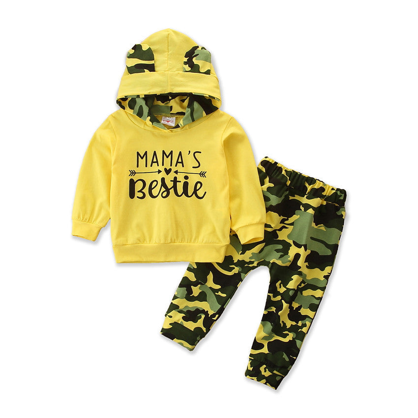 Playful Camouflage Pattern Two-Piece Suit For Girls
