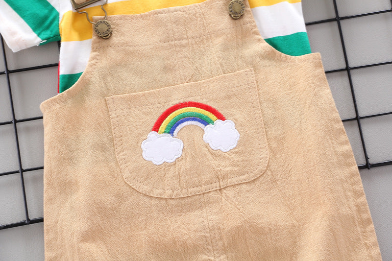 Bright And Cheerful Rainbow Bib Pants For Baby Girls