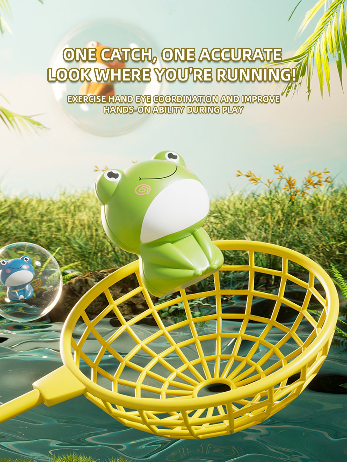 Bouncing Frog Capture Toy for Fun Parent-Child Play