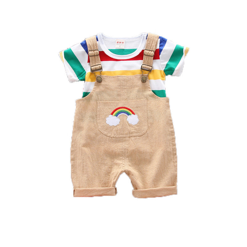 Bright And Cheerful Rainbow Bib Pants For Baby Girls