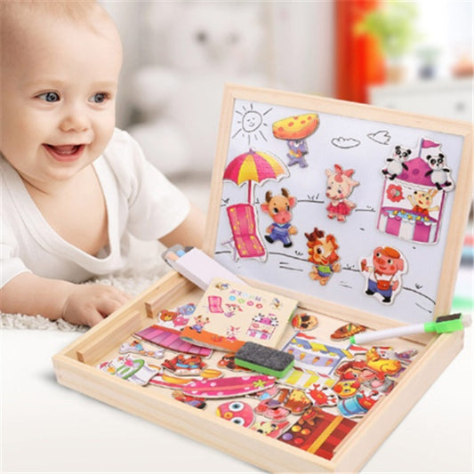 Magnetic Wooden Puzzle Toy For Early Learning