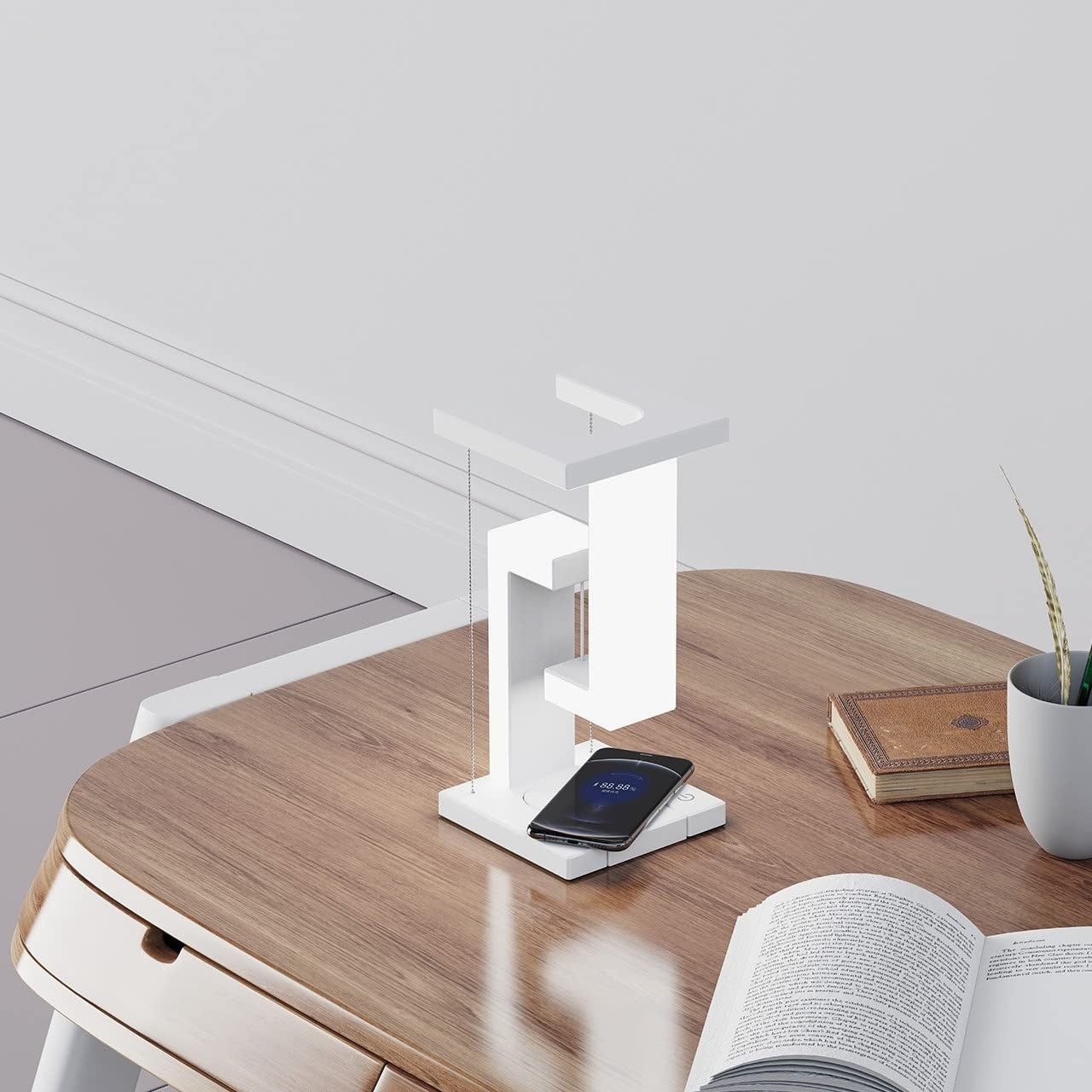 Lumina Charge: Creative Floating Wireless Phone Charging Suspension Table Lamp