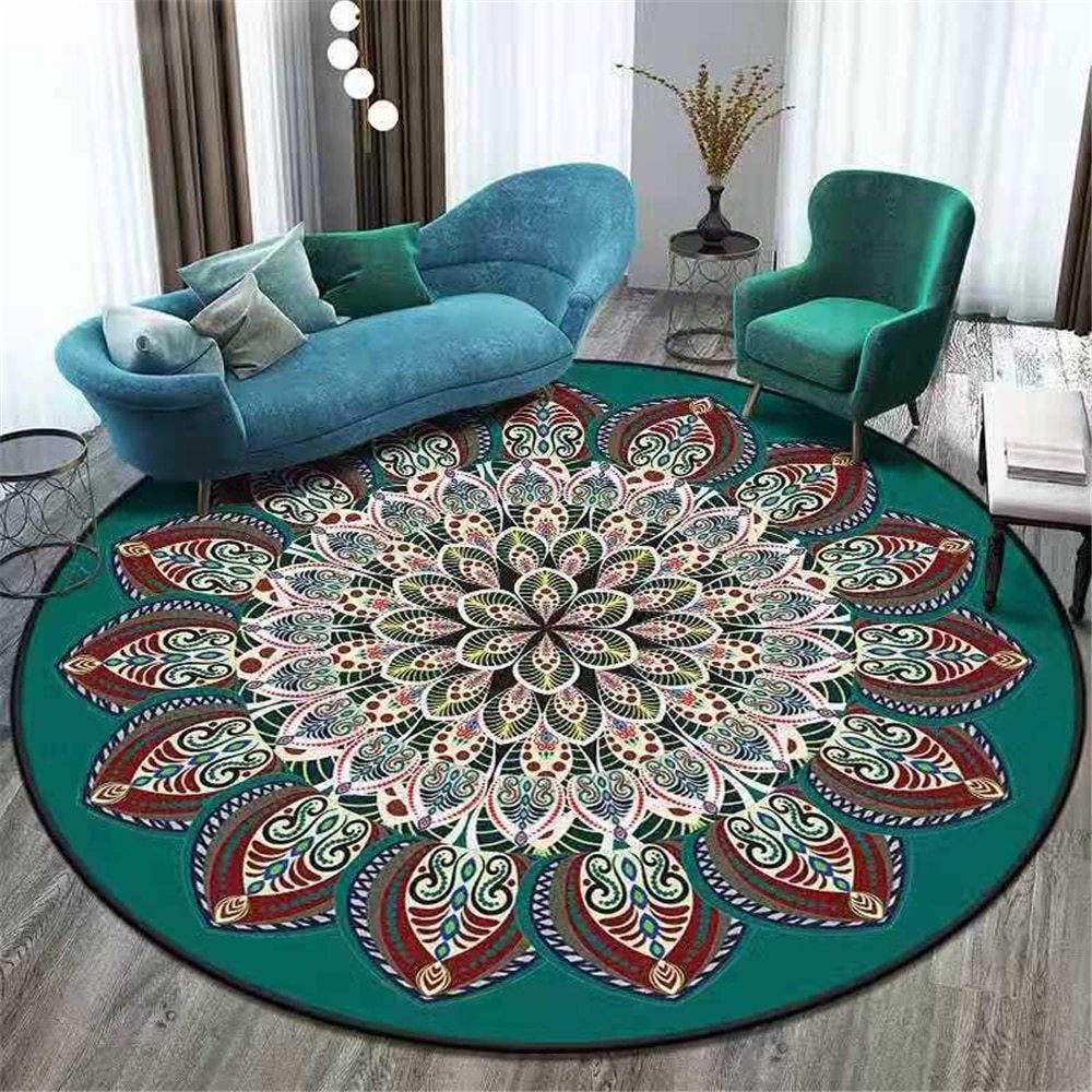 Circular Elegance: Radiant Rug Accent for Timeless Beauty and Comfort