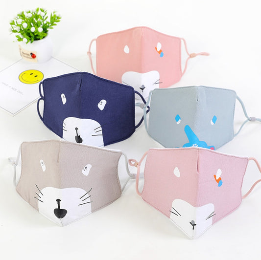 Breathable Cotton Cartoon Mask For Kids