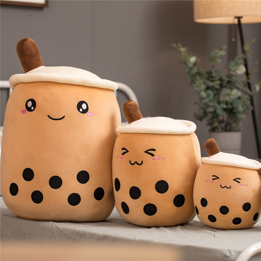 Strawberry Bubble Tea Plush Pillow For Kids’ Comfort