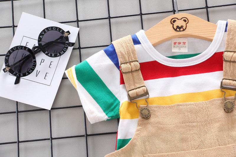 Bright And Cheerful Rainbow Bib Pants For Baby Girls
